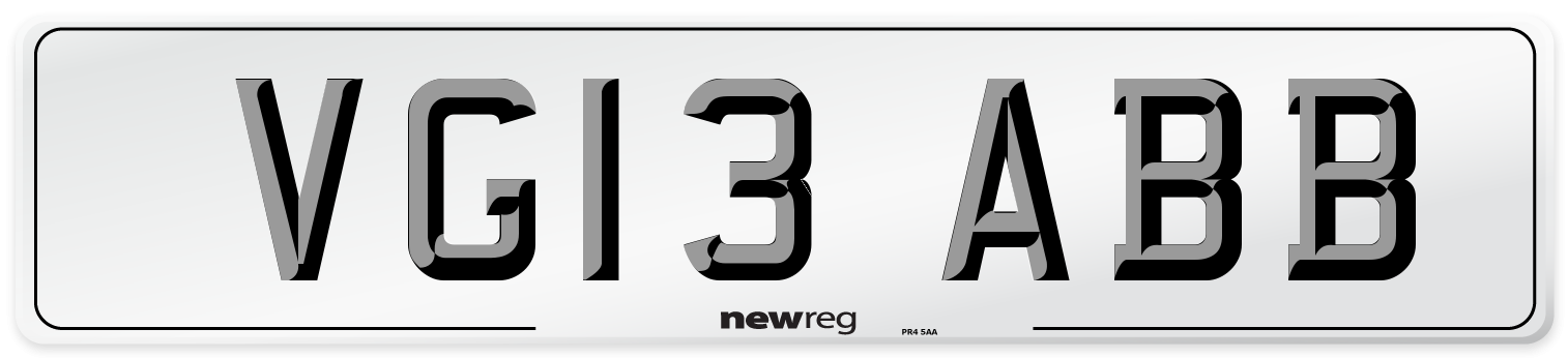 VG13 ABB Number Plate from New Reg